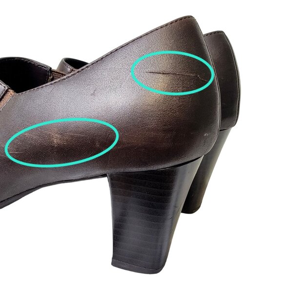 Aerosoles Leather Block Heels Women 8.5 Brown Shoes Formal Work Slip On Loafers - Picture 6 of 14